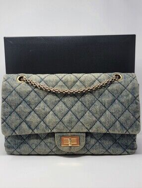 CHANEL Quilted Denim 2.55 Reissue 227 Double Flap Bag